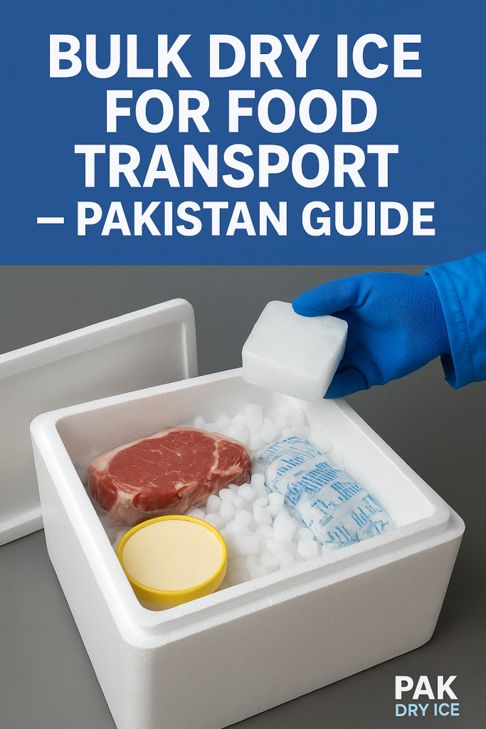 Thermocol boxes filled with dry ice for food shipping in Pakistan.